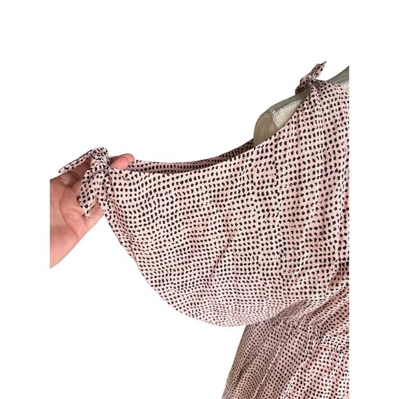 New NWT & Other Stories Pink Dotted Open Shoulder Tie Mini Dress - 6 - Picture 5 of 11